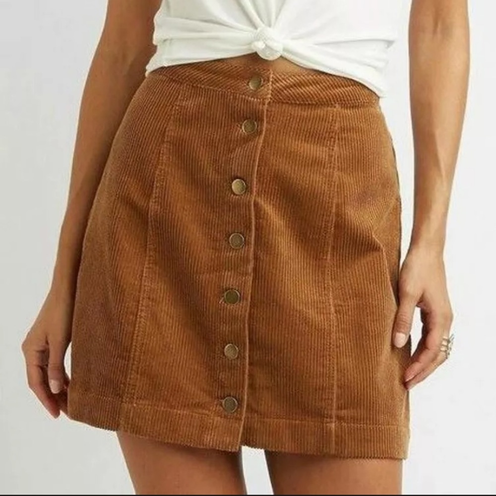 NWT nasty gal size large corduroy snap up skirt